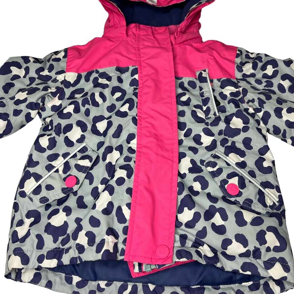 Mini Boden Toddler Girls All Weather Snow Ski Jacket size 2-3Y Leopard Lined - Picture 6 of 11
